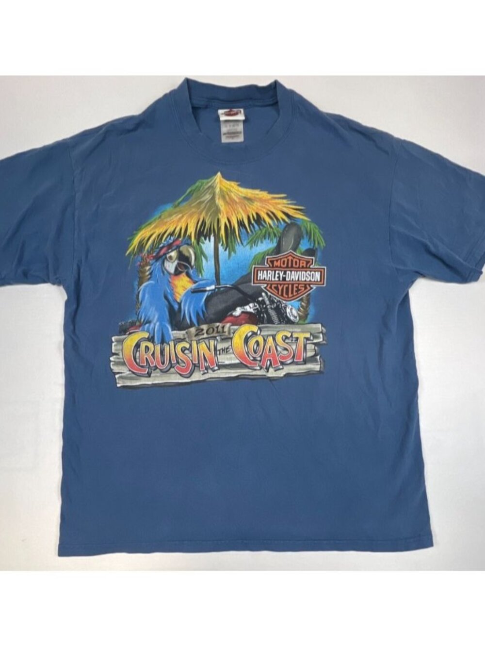 Harley-Davidson Men L Blue 2011 Cruisin' The Coast Myrtle Beach Graphic T-Shirt
